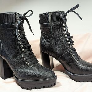 Vince Camuto Black Combat Heeled Booties
